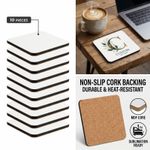 Sublimation Coaster Blanks | MDF Cork Back 9x9cm | Sublimation Coated Coasters