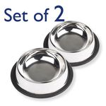 Dog Bowls Easy To  Clean Non Slip Stainless Steel Indoor Outdoor Dish Water Food