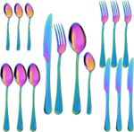 16PCS RAINBOW COLOURFUL CUTLERY DINNER SET STAINLESS STEEL FORKS TEA SPOONS GIFT