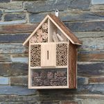 Large Wooden Insect Bee House Natural Wood Bug Hotel Shelter Garden Nest Box