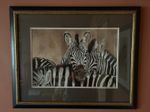Beautiful Original Painting Of Two Zebras Signed By The Artist Susan Reeves.