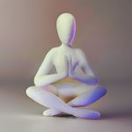White Seated small Human Figure Yoga Meditation 3D Effect Plastic Figurine