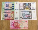 Set of 5 Uzbekistan 100,200,500,1000 & 2000 Som / UNC