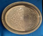 Vintage Silverplate Serving Tray with Reticulated Rope Border