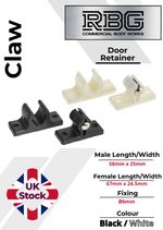Door Hold Back Retainer Claw Catch Black/White Horsebox/Trailer/Truck/Motorhomes