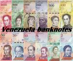 Venezuela banknote 2 5 10 20 50 100 500 1000 2000 5000 20000 bolivares animals 