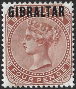 Gibraltar 1886 QV 4d Orange-Brown SG.5 Mint (Hinged) Cat:£190