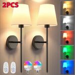 2x Battery Wireless Operated Wall Lights RGB Wall Sconces Dimmable LED Wall Lamp