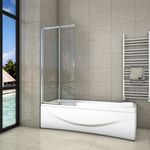 Double Sliding Shower Bath Screen Framed Door Pivot Clear Glass Panel Height1400