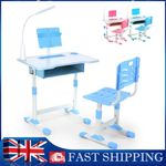 Kids Desk and Chair Set Height Adjustable Study Table W/ Storage Book Stand