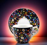 ERNESTO Demitasse Espresso Vibrant Millefiori Porcelain Cup & Saucer ITALY NEW++