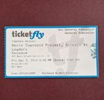 DEVIN TOWNSEND PROJECT / ANIMALS AS LEADERS concert ticket Worcester, MA 5/12/14