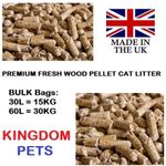 CAT LITTER WOOD PELLETS PREMIUM ABSORBENT PINE PELLET 30L 15KG 60L 30KG BULK BAG
