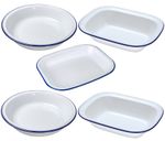 NEW WHITE PIE DISH ENAMEL STEAK PUDDING ASHET BAKE BAKING OBLONG OVEN DISH TIN