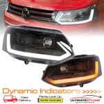 VW Transporter T5.1 LED DRL Headlights Dynamic Sequential Flashers T6 Style T5