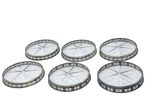 Vintage Sterling Silver & Cut Glass Coasters W/ Pierced Design Set Of 6