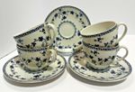 4 Royal Doulton Yorktown TC1013  Ribbed Edge Grape Vine Tea Cups & Saucers