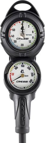 Cressi PD2 Console Pressure & Depth Gauge 350bar/70m with Hose White – New