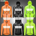 WOSAWE Men's Waterproof Windbreaker Cycling Jacket Hoodie Sports Outwear Hi-Viz
