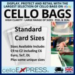 Clear Cello Cellophane Bags Self Seal for Standard Greetings Card - Display Bag