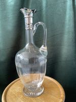 1902 Victorian engraved glass claret decanter with silver fittings by W Hutton