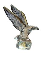 Majestic Clear Crystal Bald Eagle Figurine Sculpture Outstretched Wings 7" Tall