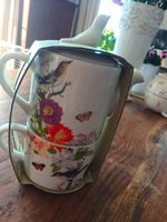 RHS Tea For One Floral Birds Ceramic Glazed Teapot Cup & Lid Set Boxed