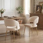 younturn Modern Velvet Upholstered Dining Chairs Set of 2, Comfortable Padded