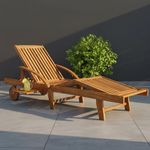 Wooden Sun Lounger Chaise 4 Level Reclining Sunbed Folding Garden Chair W Wheels