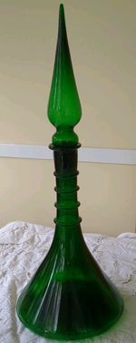 1960s Empoli Ships Decanter Green Art Glass 57cm Tall