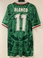 Mexico 1998 World Cup Home Blanco 11 Shirt by ABA Sports Medium Men’s VGC