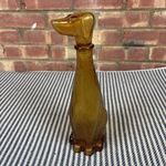 Vintage Empoli Amber Glass Dog Bottle/Decanter 1960's Made in Italy