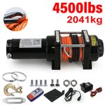 Electric Winch 12v 4500lb with Synthetic Rope Wireless Remote Garage Workshop