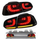 VLAND Smoked LED TailLights For VW GOLF MK6 2008-2013 W/Sequential Indicator L+R