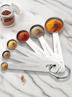 Stainless Steel Measuring Spoons Set 4.9″ Teaspoon Tablespoon Scoop Silver 6pcs