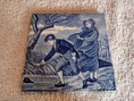 Antique Josiah Wedgwood Blue & White Tile For March For Restoration c1880