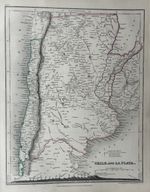 1850 Chile & La Plata Hand Coloured Antique Map By John Dower Showing Mountains