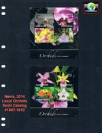 $51.00 Scott Value - 2014 NEVIS Orchids 4 s/s Flowers Caribbean CV MNH NH UMM