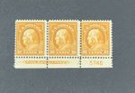 U.S. Stamp 416 Strip Of 3 With Plate Number And Imprint M/NH/OG