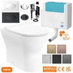 Back To Wall Toilet Rimless D Shape BTW Pan & Dual Flush Concealed Cistern Set