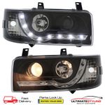 VW Transporter T4 Headlights LED DRL Projector Style Short Nose Upgrade Black