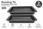 2 Pack Premium Roasting Tin Oven Tray 35 x 25 x 4.3cm Grey Baking Tray Roast