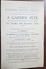 1930  A Garden Fete. Handbill  Natural Science Society BOURNEMOUTH