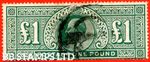 SG. 320. M56. £1.00 Deep Green. An average used example. B76443