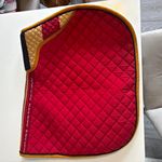 Full Size Red Quilted Saddle Pad Numnah Saddlecloth with Beige Trim, Black
