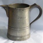 Rare Antique Pewter Imperial Quart Tavern Jug,  J. WOOD, c1860