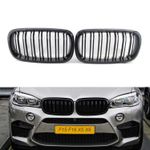 For BMW F15 X5 F16 X6 F85 X5M X6M 2014-2019 Gloss Black Dual Slats Kidney Grille