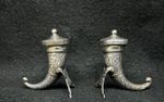 Theodor Olsen Norwegian Sterling Silver Viking Horn Salt And Pepper Shaker Set