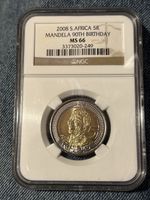 2008 South Africa Five Rand (Nelson Mandela 90th Birthday) NGC MS66