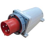 125 Amp Appliance Inlet Socket 4 Pin 3 Phase 415V Red IP67 Waterproof 125A IEC